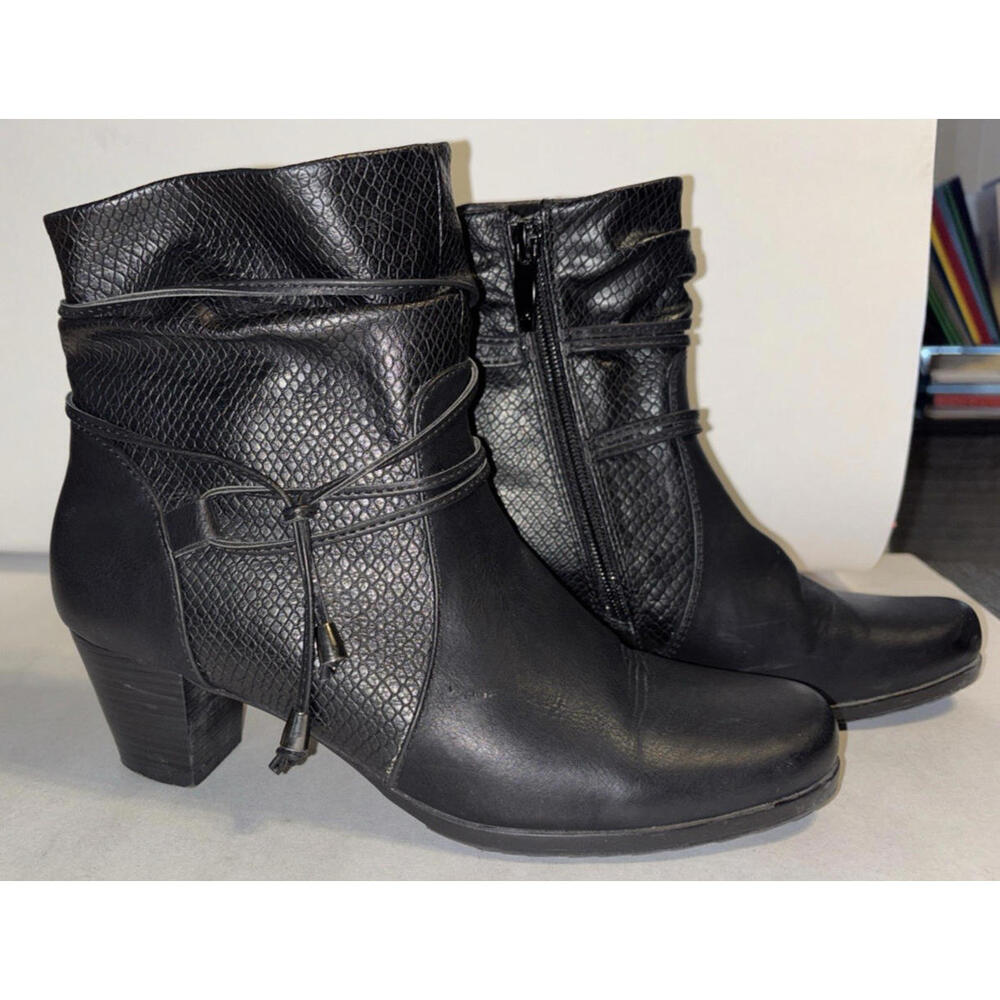 Patrizia by Spring Step Winona Black Pebbled Leather Women's Booties Size 38